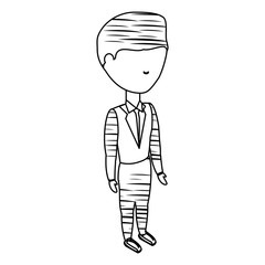 sketch of avatar businessman standing over white background, vector illustration