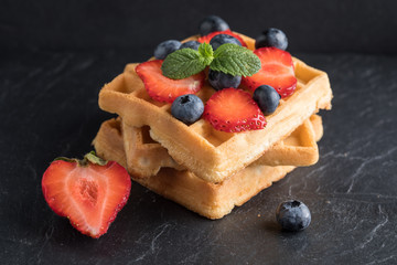 Waffles with berries.