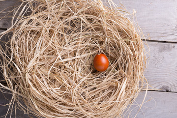 Colorful eastern eggs. Copy space. Selective focus