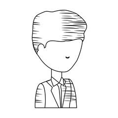 sketch of avatar businessman icon over white background, vector illustration