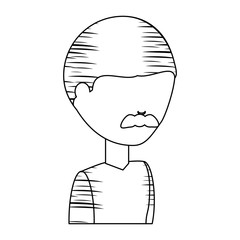 sketch of avatar man with mustache icon over white background vector illustration