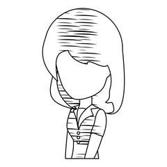 sketch of avatar woman icon over white background, vector illustration