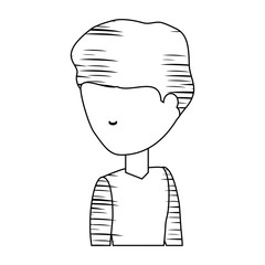 sketch of avatar young man icon over white background vector illustration