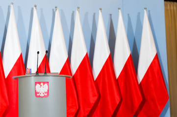 mównica flagi Polski - obrazy, fototapety, plakaty