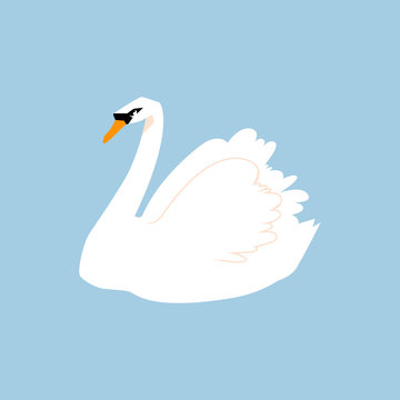 White bird. Feathered in a flat style isolated on a white background.