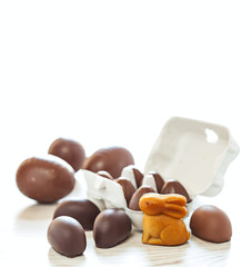 Easter chocolate eggs and bunny sweets