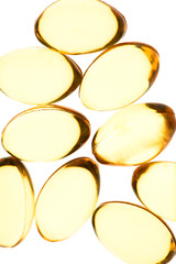 Yellow pills isolated background