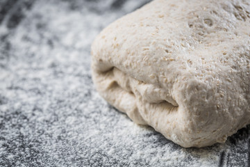 Dough on natural rye ferment. With bran. Alive. Natural. Without yeast. The concept of a healthy diet.