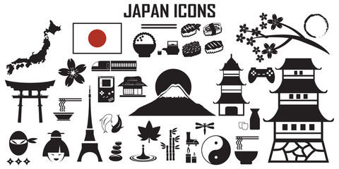 japan, japanese,  flat icons. mono vector symbol