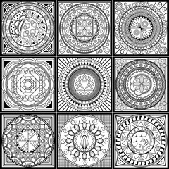 Set of gSet of geometric ornaments. Can be used as coloring page or elements for your decoration