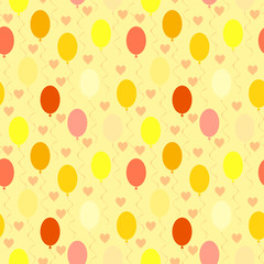 Balloons and hearts seamless pattern. Holiday background. Design for wrapping paper