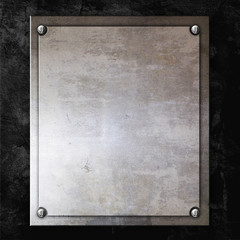 Fototapeta premium steel metal plate on concrete wall