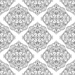 Obraz premium Vector seamless monochrome pattern with decorative mandala