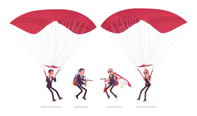 Secret agent gentleman and lady spy of intelligence service flying