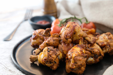 roasted sleeves chicken with potatoes and barbecue sauce