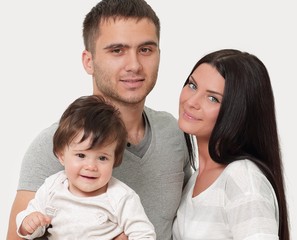 happy smiling family isolated over white