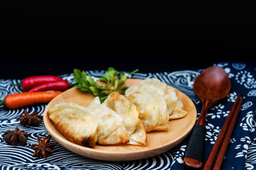 Chinese food Fried dumplings on plate