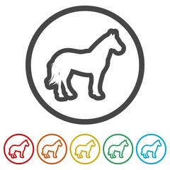 Horse silhouette - Vector - Illustration, 6 Colors Included