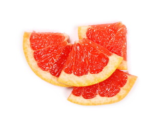 Grapefruit slices isolated on white background, top view