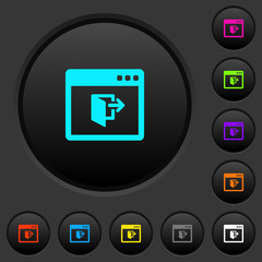 Application exit dark push buttons with color icons