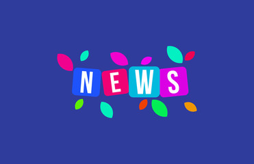 NEWS Colorful Vector Letter Alphabet Illustration Square 