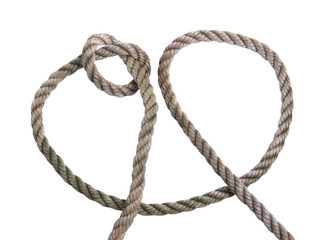 Old coil of rope on a white background