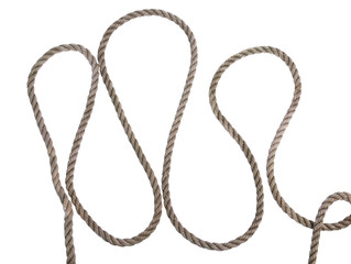 Old coil of rope on a white background