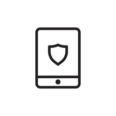 tablet security, phone security outlined vector icon. Modern simple isolated sign. Pixel perfect vector  illustration for logo, website, mobile app and other designs