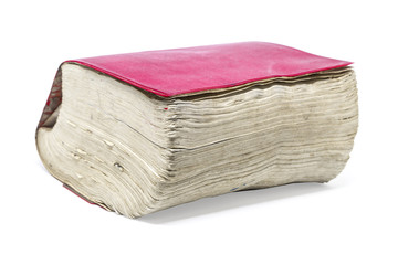 old thick book isolated on white with clipping path