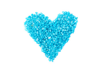 Heart of small turquoise stones, isolated on white