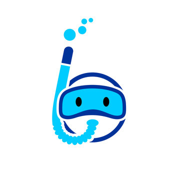 Blue vector head of diver with goggles