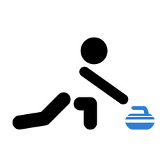 Icono plano curling en negro y azul