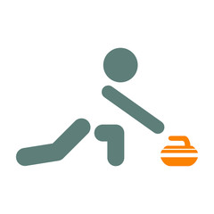 Icono plano curling en gris y naranja