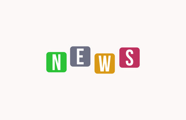 NEWS Colorful Vector Letter Alphabet Illustration Square 