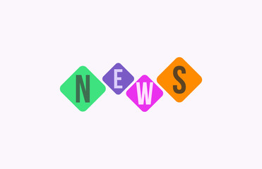 NEWS Colorful Vector Letter Alphabet Illustration Square 