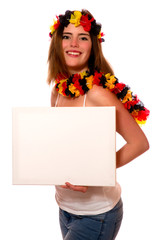 Fussballfan mit Schild