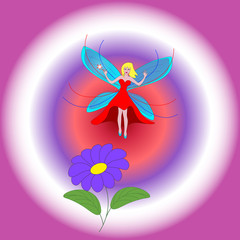 Good girl fairy with a magic wand. Vector illustration for children.
