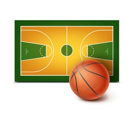 Ball and basketball court