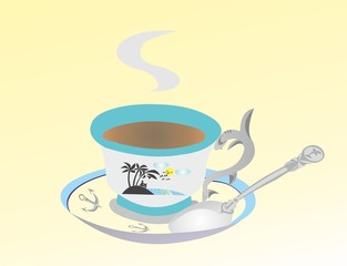 spoon in a cup with a hot drink