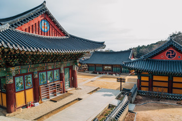 Naklejka premium Korean traditional architecture in Donghwasa temple, Daegu, Korea