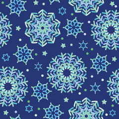 vector abstract seamless christmas pattern snowflakes and stars