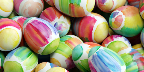 Viele Ostereier zu Ostern als Hintergrund