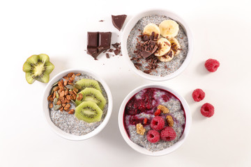bowl of chia pudding with fruits