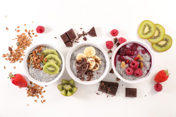 bowl of chia pudding with fruits