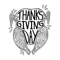 Unique illustration with a hand-written lettering for Thanksgiving Day.