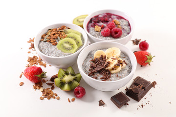 bowl of chia pudding with fruits