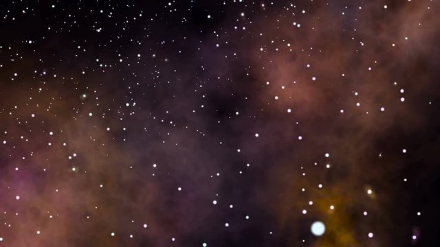 Flying through star fields and nebula in deep space.
