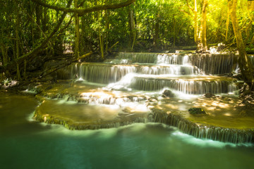 The Beautiful water fall Huay Mae Kamin in Kanjanaburi,Thailand