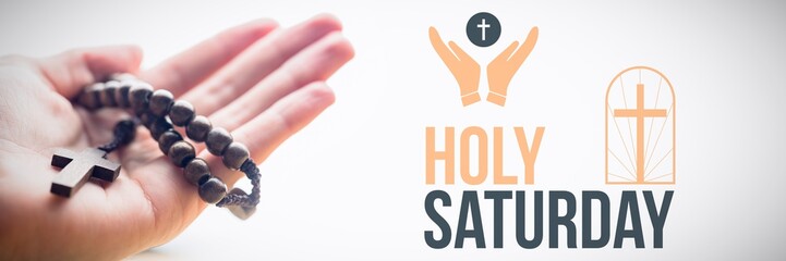 Composite image of holy thursday text against white background