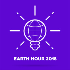 Earth hour Illustration. March 25. Our planet sleeps. Flat design vector illustration for web banner, web and mobile, infographics.